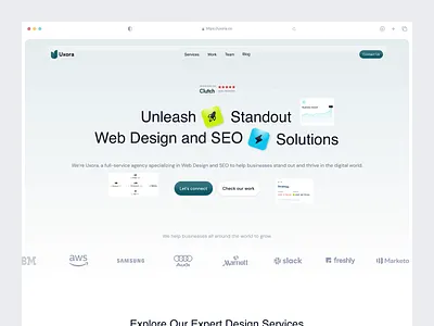 Uxora - Digital Creative Landing Page agency agency website animation b2b clean company creative agency digital agency dipa inhouse landing page marketing minimalist modern saas seo startup ui design uiux web design website