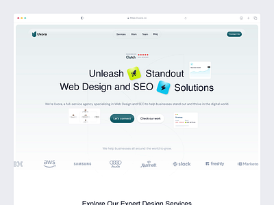 Uxora - Digital Creative Landing Page agency agency website animation b2b clean company creative agency digital agency dipa inhouse landing page marketing minimalist modern saas seo startup ui design uiux web design website