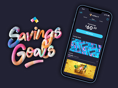 Savings Goals app bank branding design feature fintech graphic design mobile product savings step typography ui ux