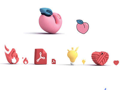 Inflated Icons 3d balloon boston bulb design emoji fire flame heart icon iconography illustration inflate knitting peach simple vector