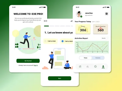 Exe Pro - Fitness App app design mobile ui