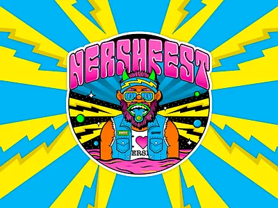 NERSHFEST 01 badge beer branding illustration logo music sasquatch spacey trippy wookie