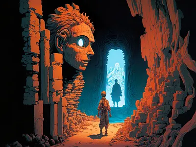 Terracotta 7 ai art cave color concept design digital gradient illustration light midjourney minimal painting photoshop simple