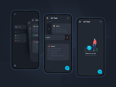 Todo app dark mode UI design dark dark design dark mode design figma mobile design mobile ui todo todo app todo list ui