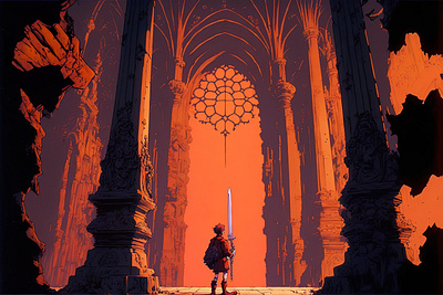 Terracotta 8 ai art cathedral color concept design digital gradient illustration light midjourney minimal painting photoshop simple sword