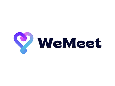 WeMeet - Logo Concept 2 ( FOR SALE ) app brand branding connection date dating flow friendship heart link logo logodesign logodesigner loops love lovely platform soulmate symbol together