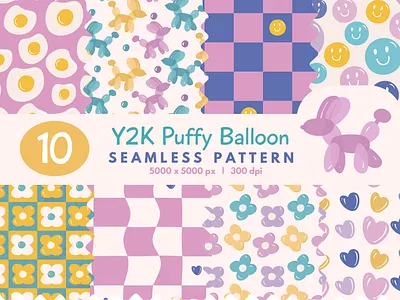 Y2K Puffy Balloon balloon branding colorful design fashion graphic design graphic illustration illustration pattern product design puffy seamless pattern vector y2k puffy balloon