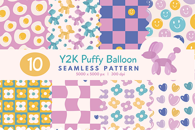 Y2K Puffy Balloon balloon branding colorful design fashion graphic design graphic illustration illustration pattern product design puffy seamless pattern vector y2k puffy balloon