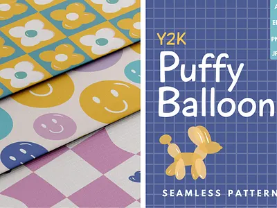 Y2K Puffy Balloon balloon branding colorful design fashion graphic design graphic illustration illustration pattern product design puffy puffy balloon seamless pattern vector y2k