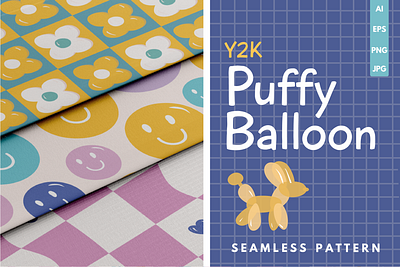 Y2K Puffy Balloon balloon branding colorful design fashion graphic design graphic illustration illustration pattern product design puffy puffy balloon seamless pattern vector y2k