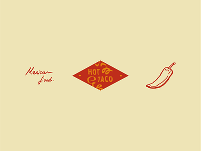 Graphic elements for Mexican Restaurant brand identity branding graphic design graphic element hand drawn hand script illustration mexican food mexican restaurant pepper taco type design vector