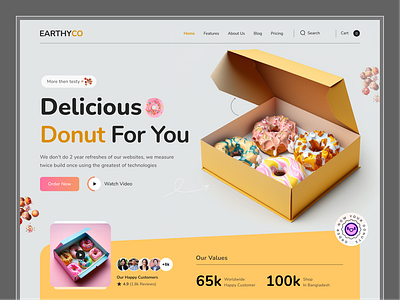 Donut I Food - Landing Page 2023 design 2023 trend branding creative donut food and beverage food landing page graphic design landing page concept mockup design product studio ui ux website website concept website design