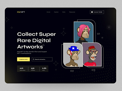 NFT Marketplace Header bitcoin clean crypto cryptocurrency gradiant header landingpage marketplace nft nft header nft web ui uiux web webdesign website