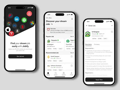 Jobify - Job Finder Mobile App clean figma job finder mobile app onboarding uidesign uiux user interface