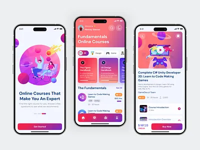 Learnly- Online Course App 2023 aplication app course design e learning education exploration gradient learning mobile mobile app modern design online online course online school school ui ui design ui ux