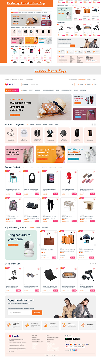 Re-design Lazada Home Page design graphic design illustration re design typography ui ux website