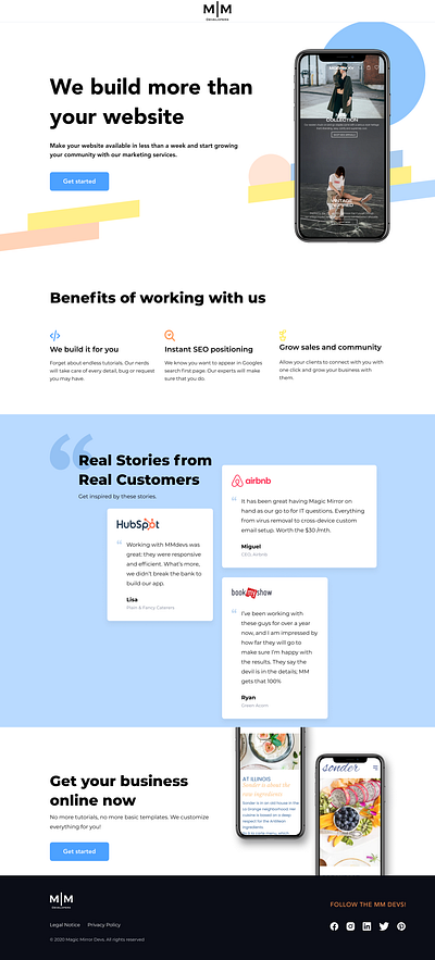 Landing Page design for Magic Mirror Developers branding design graphic design landing page ui