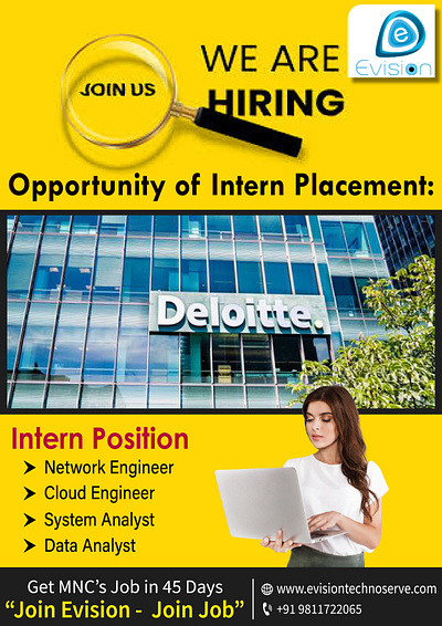 #Deloitte Based Online Internship for Fresher's ME, EE, EEE and branding design graphic design hiring illustration jobs logo typography ui