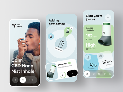 WellBeings - CBD Inhaler App app asthma cbd delivery design development ems inhaler medical mobile sensor system tens tracker ui ux
