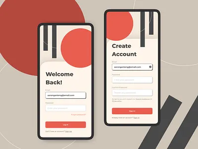 Login/ Sign up page exploration 100 days ui challange app app design branding clean clean ui design graphic design log in page minimal mobile app mobile application mobile ui design sign up page ui ui design uiux user interface vintage color