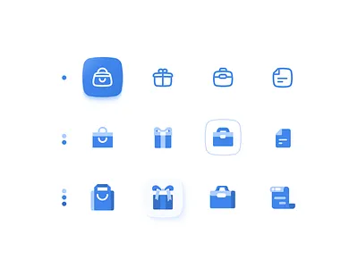 Exploration of Icon Styles branding dualtone duotone exploration gift graphic design icon icon style illustration job monotone notes paper present shop shopping spot ui