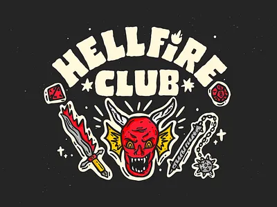 Hellfire Club dungeons and dragons eleven fanart graphic design hellfire hellfireclub illustration lettering milliebobbybrown netflix show stranger things strangerthings tv typography