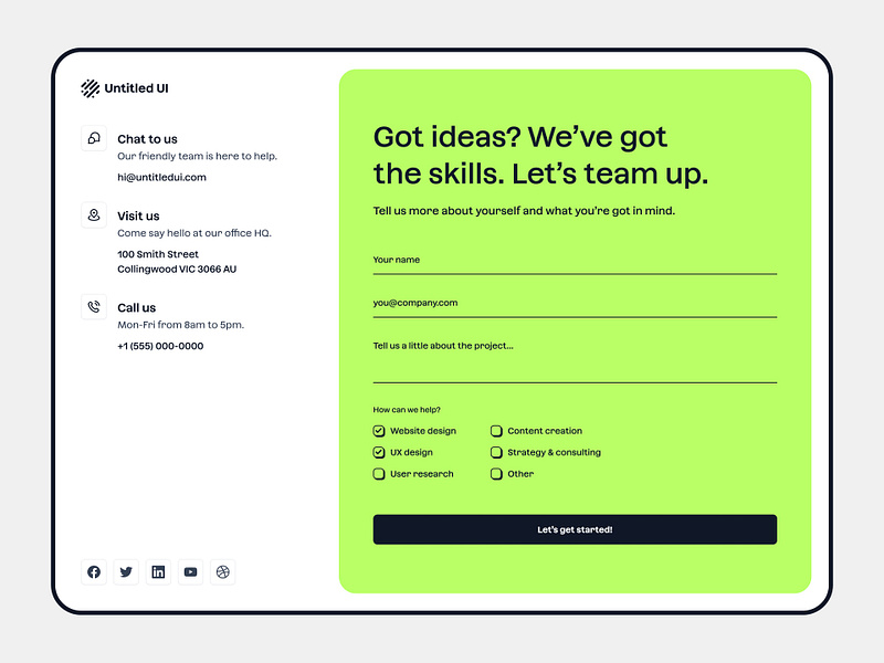 Contact page — Untitled UI