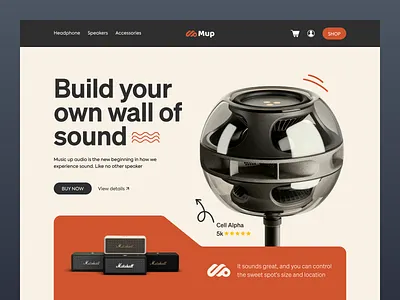 Gadget store eCommerce website design 2023 trending colourful design device ecommerce ecommerce landing page electronic gadget headset landing page minimal music product speaker store ui uiux vr webdesign website