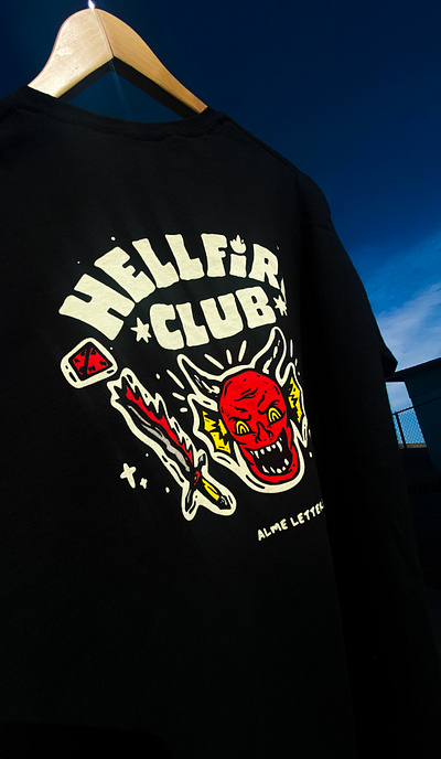 Hellfire Club Tshirt art digital dungeons and dragons eleven fanart illustration lettering netflix photoshoot procreate show stranger things strangerthings tshirt typog typography