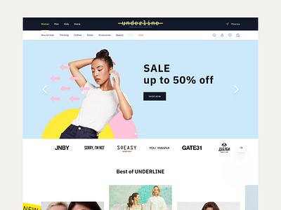 UNDERLINE Online Store Design and Development branding clothes colors e commerce mobile online store uiux web