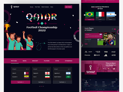 FIFA World cup Qatar 2022 Landing Page 2022 championship creative design fifa football football match football worlcup 2022 landing page qatar qatar worlcup schedule soccer trending ui ux webdesign website world cup