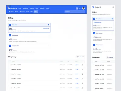 Plans and billing settings — Untitled UI b2b billing billing settings cards dashboard plans preferences pricing pricing plan pricing table saas settings table tabs ui design user interface