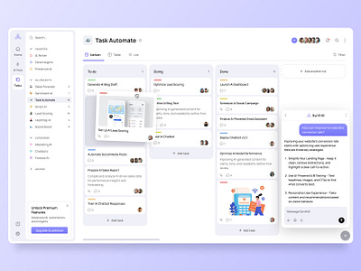 AI SaaS Dashboard ai bot ai chat bot ai dashboard ai saas chat chat web dashboard ui figma design kanban kanban dashboard navigation productivity app saas saas dashboard task dashboard task manager task tracking team management trello web app