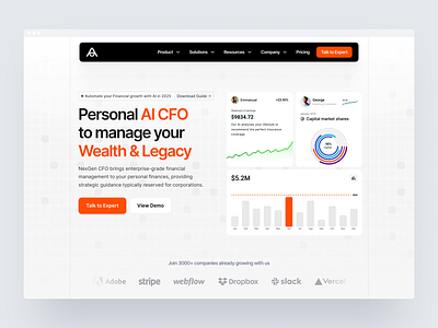 AI Financial Services | Hero Header Concept | Fintech design finance landing page financial service financial services financial services design fintech fintech design fintech designs fintech landing page fintech uiux fintech webflow fintech website fintech websites investment advisory landing page website wealth management webflow webflow design webflow designer webflow developer webflow website