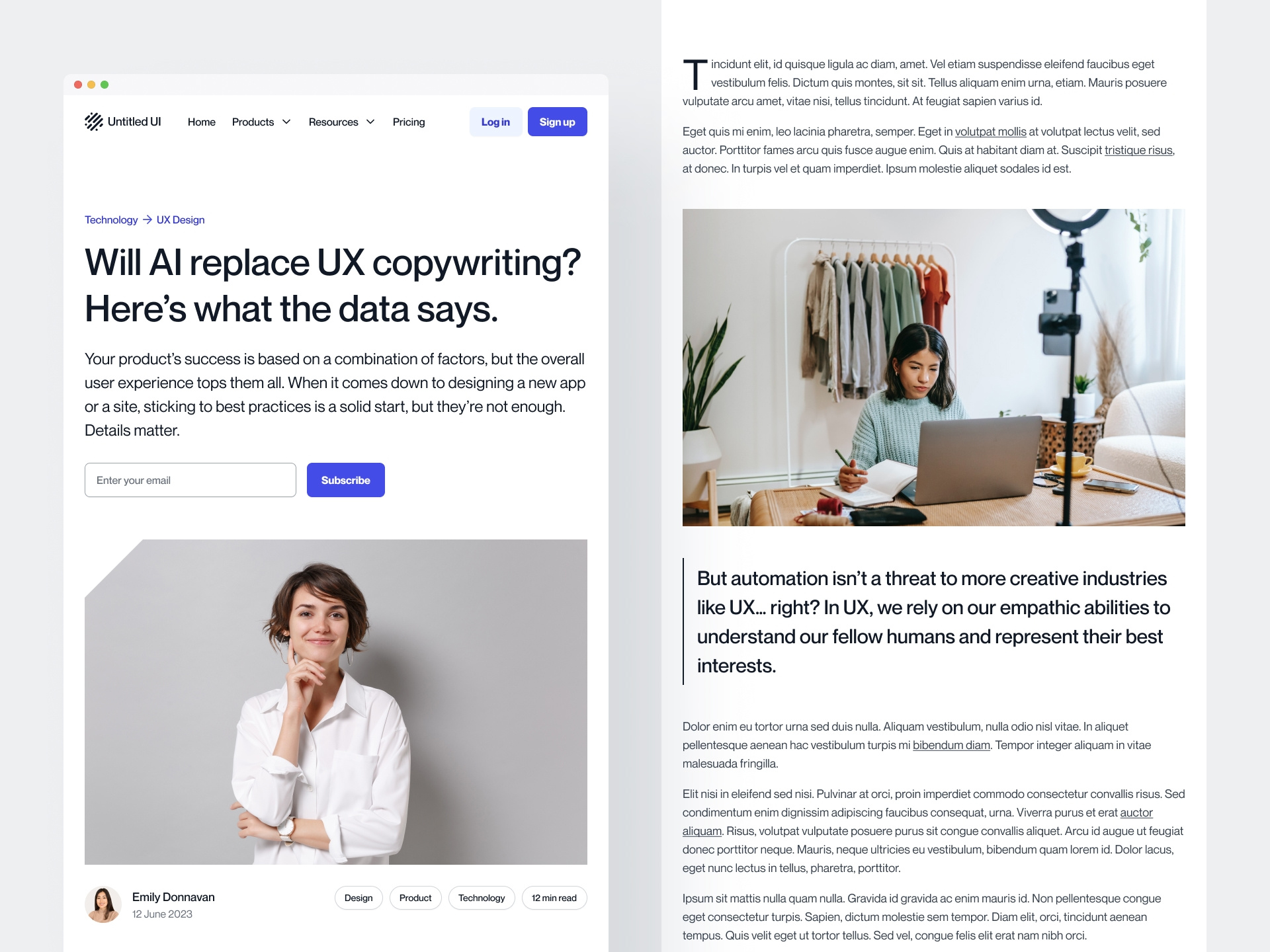 Minimal blog post — Untitled UI by Jordan Hughes® on Dribbble