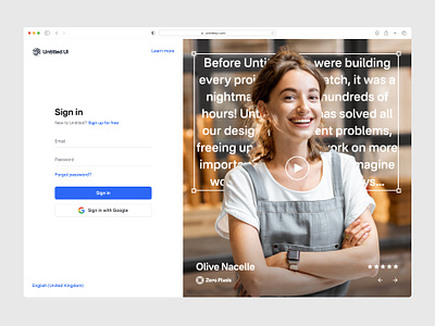Sign in page — Untitled UI create account form google auth log in login quote sign in signin sso testimonial web design