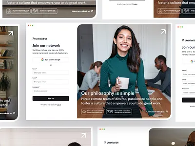 Join our network — Untitled UI about us create account form google auth log in login sign in sign up signin signup split screen sso user interface web design