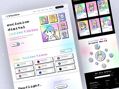 NFT Website UI/UX Design art blockchain crypto crypto landing cryptocurrency design glass effect illustration landing page marketplace nft nft marketplace nft website token ui web design web3.0 website website design webui