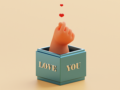 Love you <3 3d blender blender3d box design hand heart illustration love nft