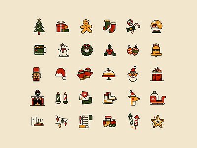 Christmas Retro Icons cartoony icon christmas fun christmas fun icon icon illustration joy christmas retro retro christmas vector