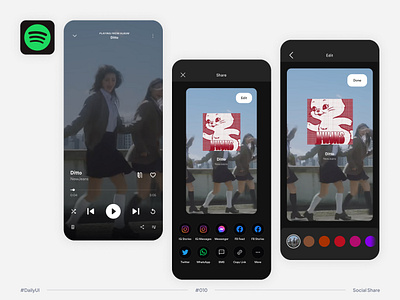 #DailyUI Challenge #010 Social Share - Spotify dailyui ditto kpop mobile app music player newjeans social media social share spotify spotify redesign ui ux