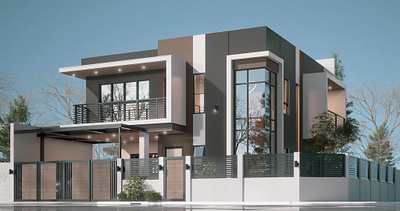 Two-Storey Residential House 3d design architecture archkey design house design interior photorealistic residential