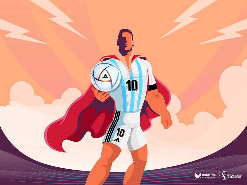 FIFA World Cup 2022- Fan Art | Leo Messi art branding case study character character design creative design agency fifa world cup qatar football footballer graphic design illustration illustrator interaction design messi people player playing vector worldcup