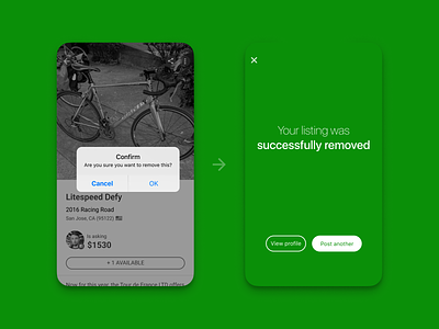 Sprocket iOS Removed "Post Another" Prompt again ask asking bicycle bike deleted dialog green growth ios iphone list overlay post prompt removed sell sprocket upsell ux