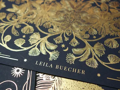 Leila Buecher Correspondance card correspondance flowers gold foil illustration jewelery lines notebook print