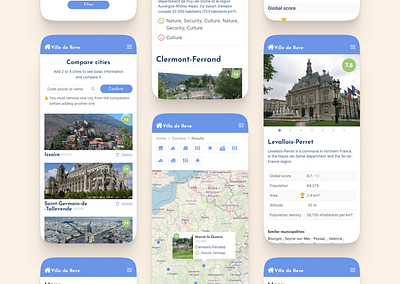 City search website | Mobile screens | Compare&City page app city compare concept design designinspiration discover france inspiration map mobile redesign search ui ux