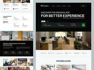 🏬 Socioplace - Landing Page apartment book building buy clean coworking coworking space design home hotel house landing page location real estate rent space ui ux web design website
