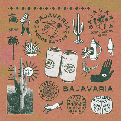 Bajavaria Branding badge design baja beer branding illustration mexico t shirt design typography vintage vintage badge vintage design