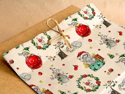 Christmas bunnies as a pattern christmas christmas bunny christmas pattern cute animals design fine art gouache illustration