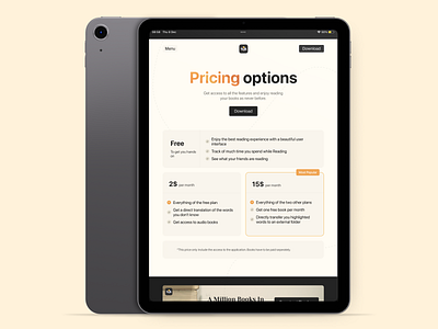 Books app website design concept app application clean concept daily ui dailyui design interface ipad light minimal minimalist pricing pricingpage ui ui design uidesign user interface webdesign website